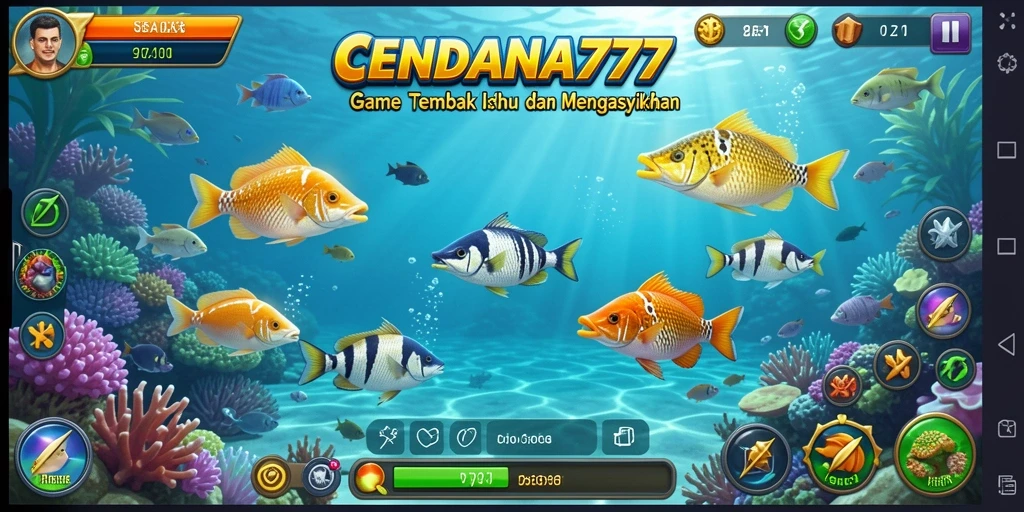Screenshot gameplay CENDANA777 menampilkan aksi menembak ikan yang seru.