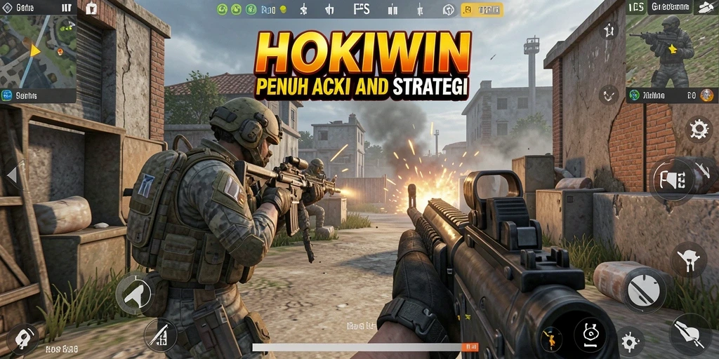 Gameplay HOKIWIN yang mendebarkan dengan aksi tembak-menembak intens.