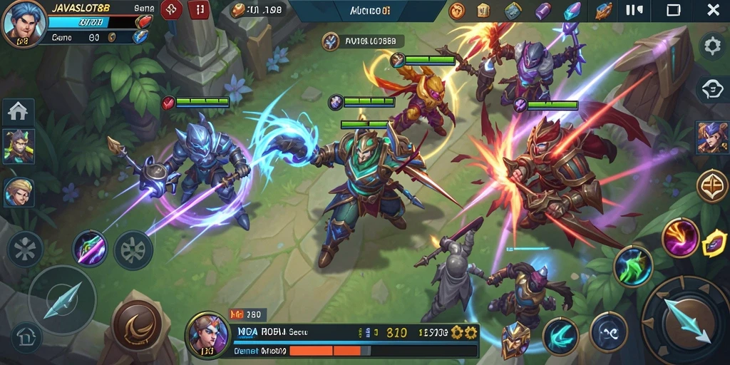 Tangkapan layar gameplay menampilkan pertarungan intens di arena MOBA.
