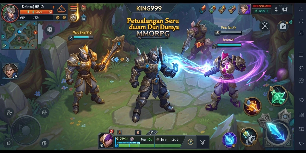 Gameplay seru dari KING999 yang mengajak pemain bertarung bersama.