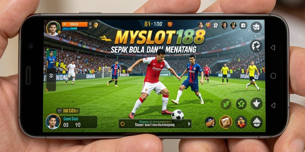 Tampilan gameplay menarik dari MYSLOT188 dengan aksi sepak bola yang seru.