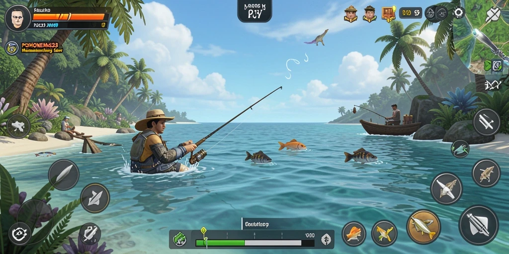 Tampilan gameplay memancing yang menarik dan seru di POHONEMAS33.