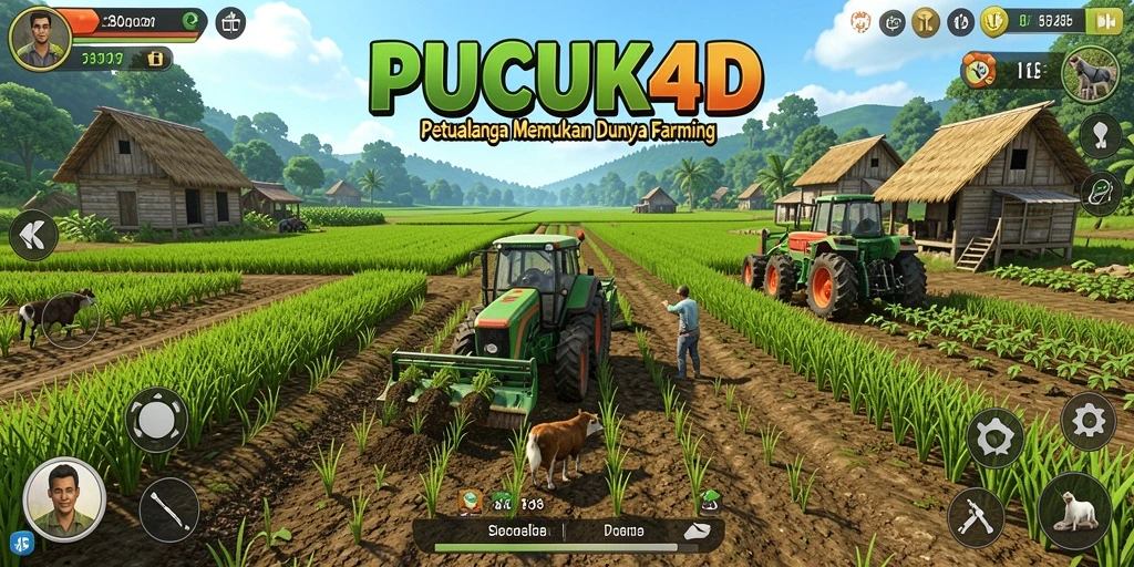 Tampilan gameplay <strong>PUCUK4D</strong> yang menarik saat bertani dan merawat hewan.