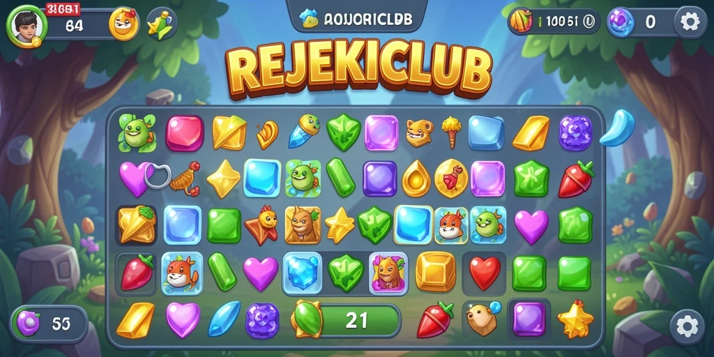 Screenshot gameplay REJEKICLUB yang menunjukkan momen mencocokkan item.
