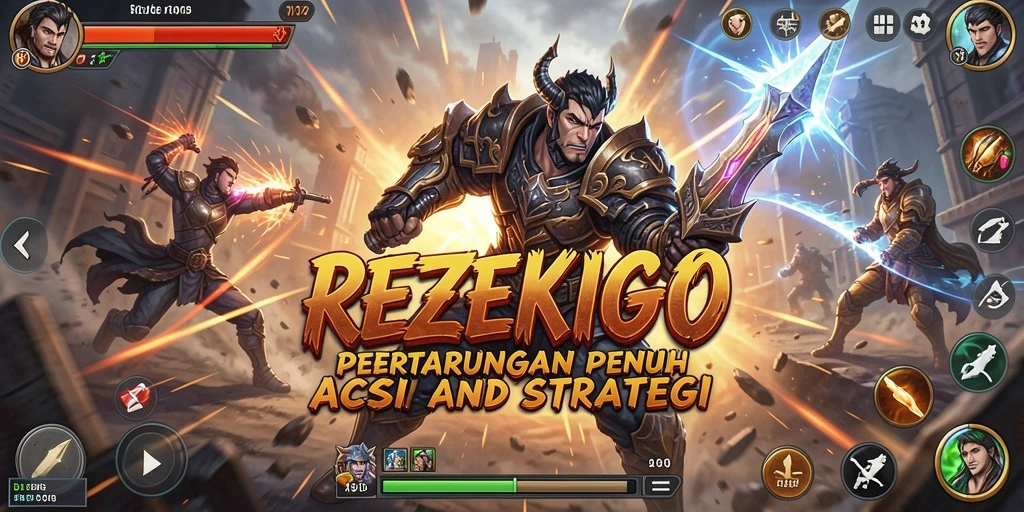 Screenshot gameplay menampilkan pertarungan epik dalam REZEKIGO.
