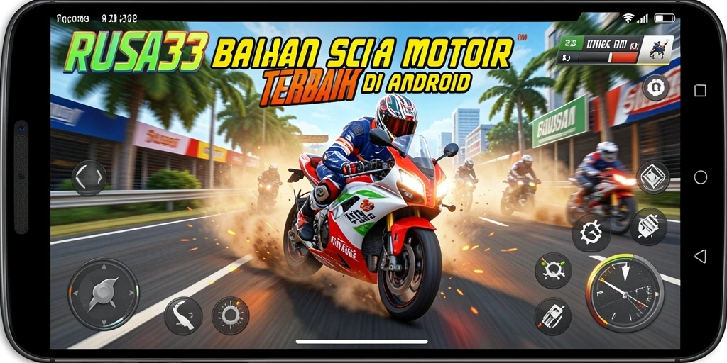 Tangkapan layar RUSA33 menunjukkan aksi balapan sepeda motor yang seru.
