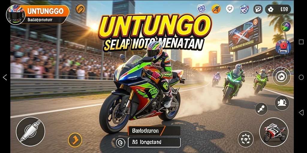 Tampilan menarik dari gameplay balap motor UNTUNGGO.